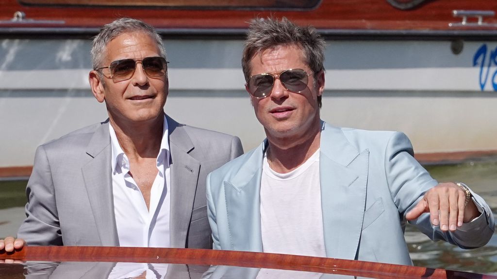 Brad Pitt y George Clooney en Venecia.