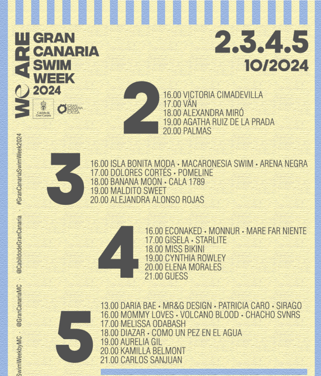 Calendario de la Gran Canaria Swim Week