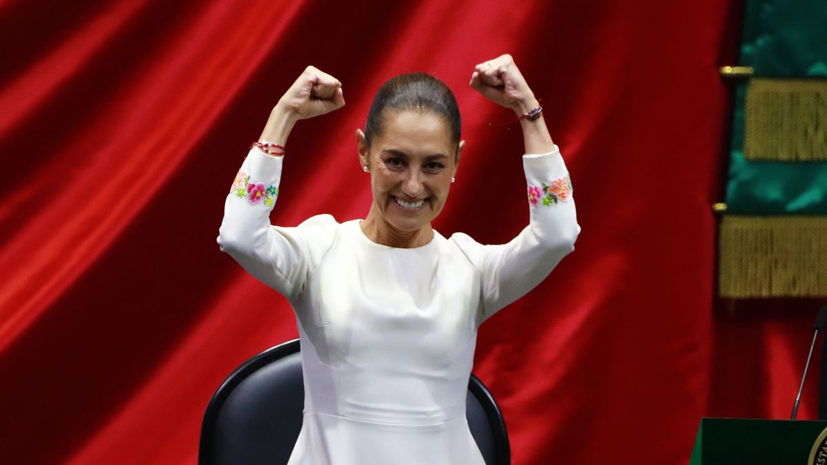 Claudia Sheinbaum, nueva presidenta de México, durante su toma de posesión en la plaza del Zócalo, Ciudad de México