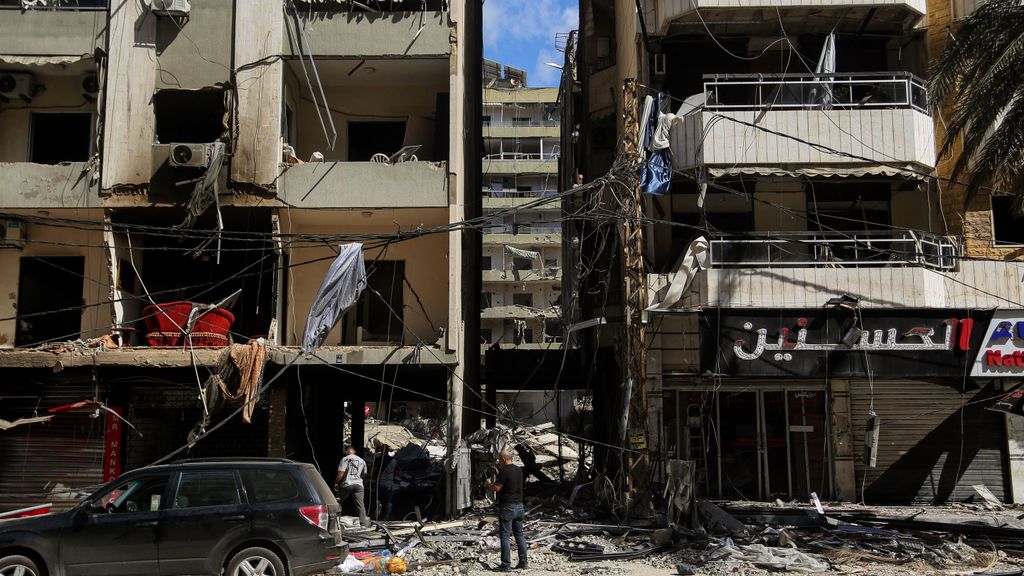 Edificio dañado en Beirut por los ataques israelíes