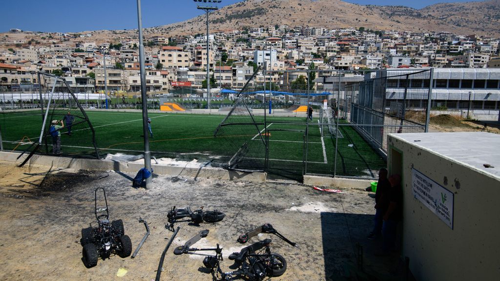 Campo de fútbol de Majdal Shams en los Altos del Golán donde impactó el cohete de Hizbulá