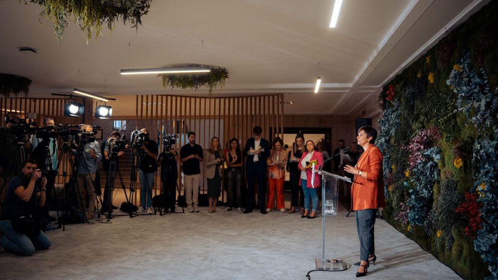 La ministra de Vivienda, Isabel Rodríguez, durante una rueda de prensa, antes de la Conferencia Sectorial de Vivienda