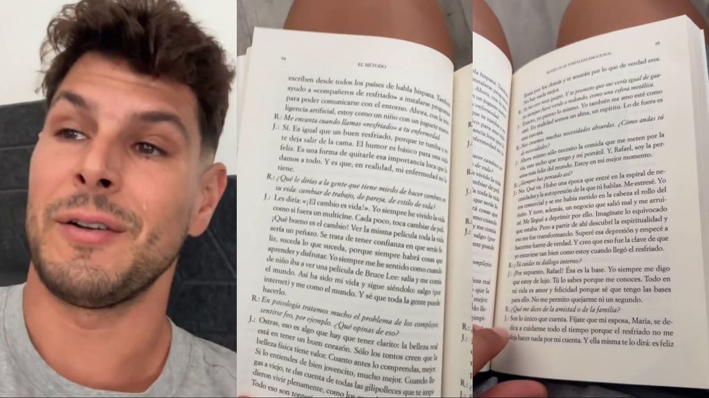 Alejandro Nieto, emocionado tras leer un pasaje del libro que está leyendo