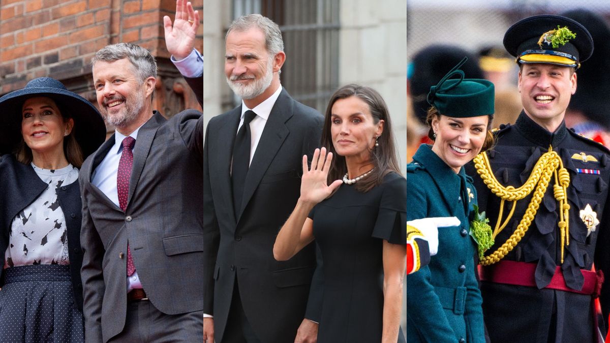 Mary y Federico de Dinamarca, el rey Felipe VI y Leticia y Kate Middelton y el príncipe Guillermo, en una foto de archivo