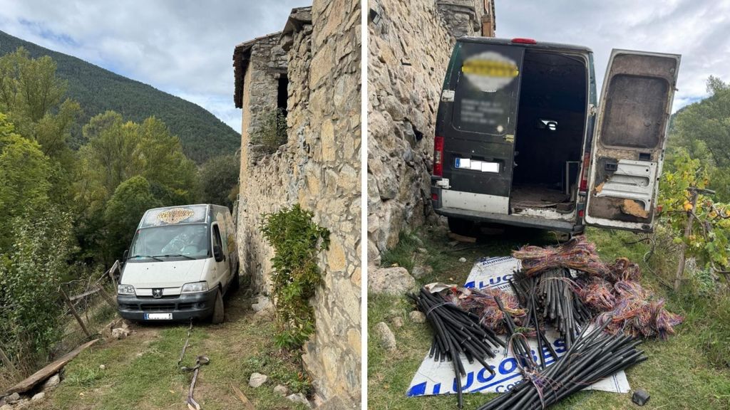 Dos ladrones se quedan atrapados en la furgoneta tras robar cable telefónico en Lleida