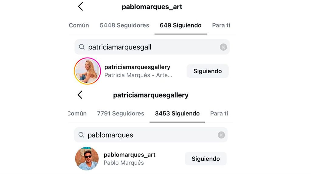 Patricia y Pablo Marqués se siguen mutuamente