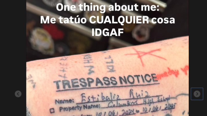 Tatuaje de la prohición de 'Soy una pringada'