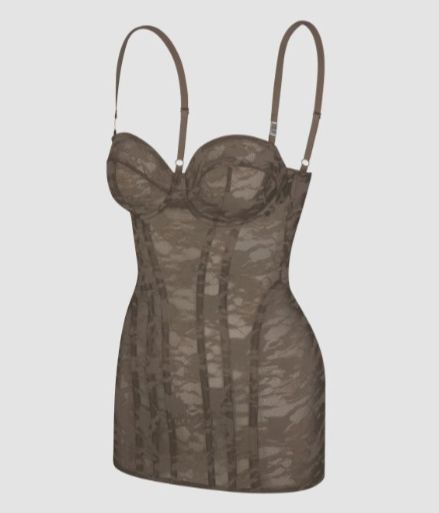 Vestido corsé corto de encaje de camuflaje