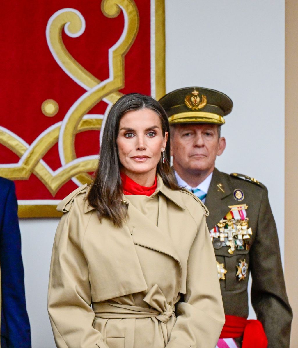 La reina Letizia durante el desfile del Día del la Hispanidad