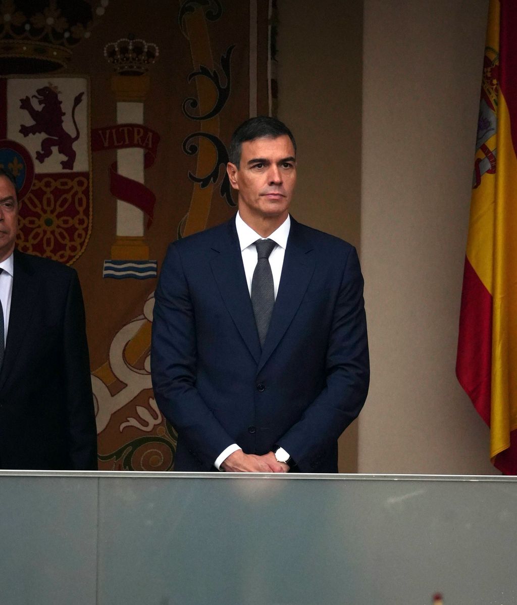 Pedro Sánchez durante el desfile del Día de la Hispanidad