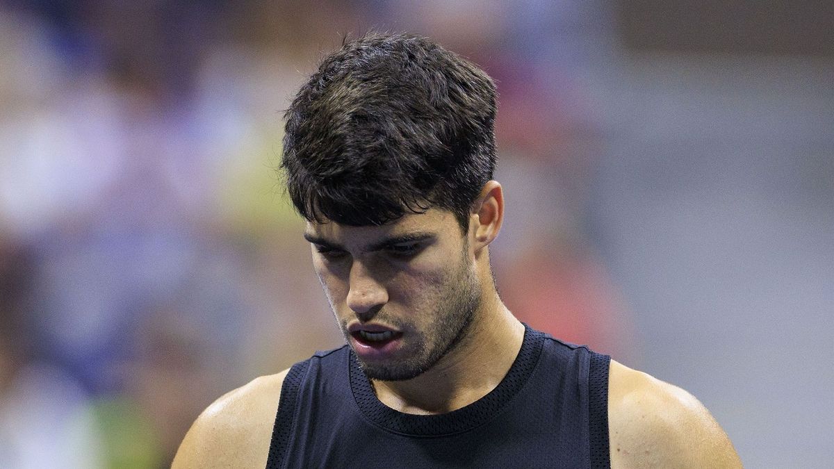 El tenista Carlos Alcaraz durante un partido en el US Open.