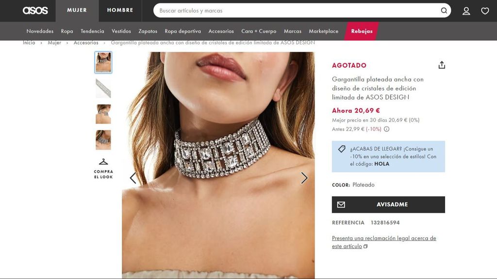 Captura de 'choker' en la web de Asos