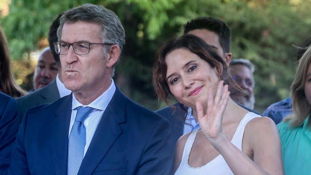 El presidente del PP, Alberto Núñez Feijóo y la presidenta de la Comunidad de Madrid, Isabel Díaz Ayuso