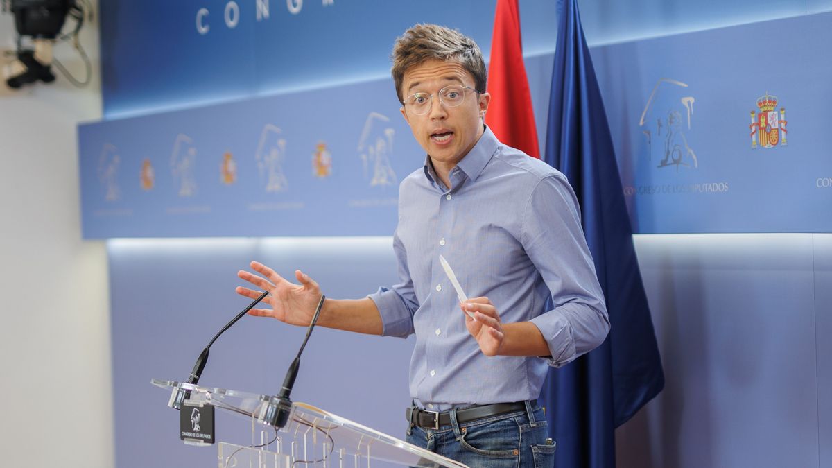 El exportavoz de Sumar Íñigo Errejón durante una rueda de prensa