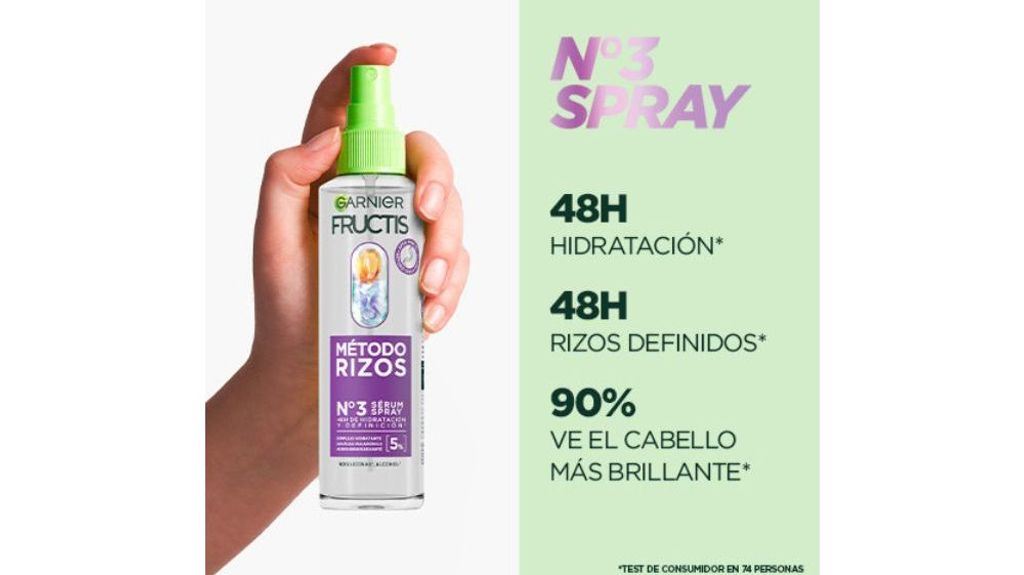 El sérum en spray Fructis Método Rizos es el último paso de tu rutina capilar, y sin duda, el que dará vida y brillo a tus rizos