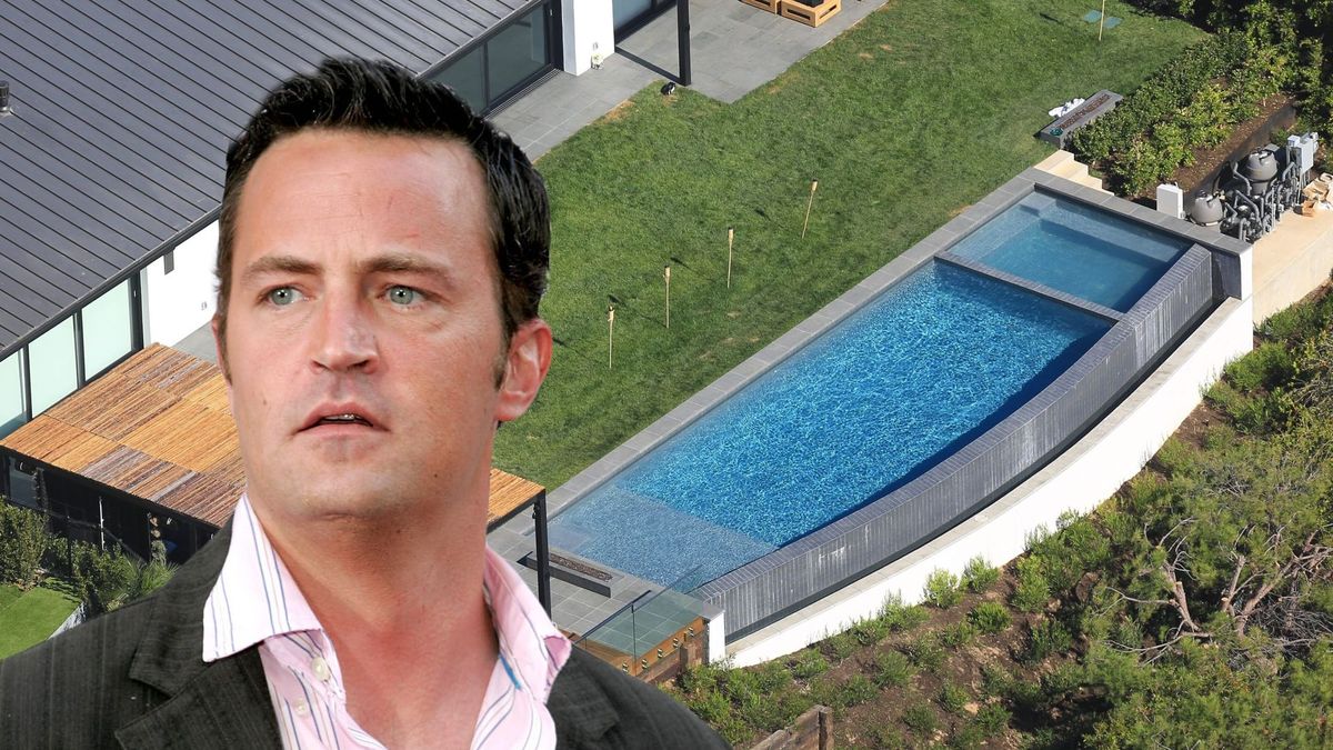 Matthew Perry y su casa en un fotomontaje de la web de Informativos Telecinco.