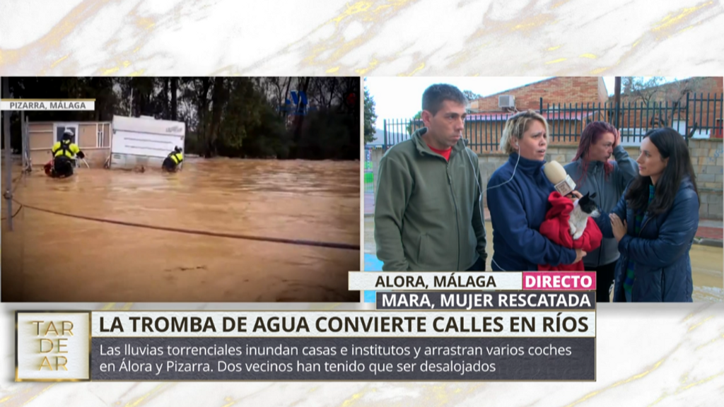 Rescatada una mujer por los buzos tras el fuerte temporal en Alora, Valencia: "Ha sido una pesadilla"