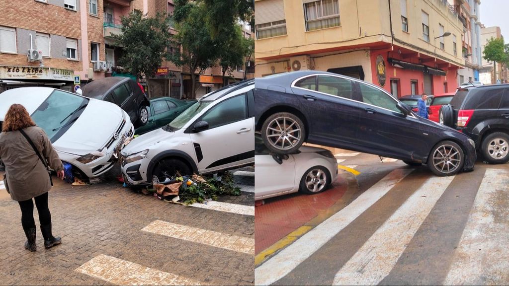 La DANA dejó cientos de coches atrapados y destrozados en Valencia