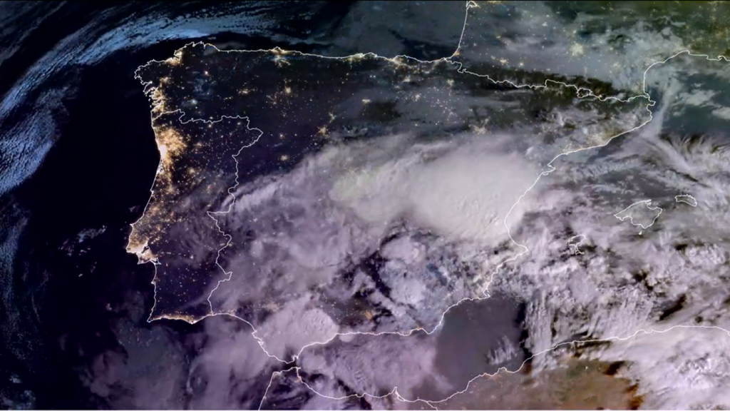 Las imágenes del avance de la DANA en España vista desde el Meteosat: un racimo de tormentas imparable