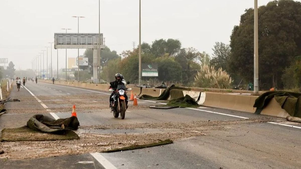 Multiples personas transitan por la CV-36 entre Valencia y Paiporta cuando el tráfico se encuentra cortado en gran parte de las carreteras.