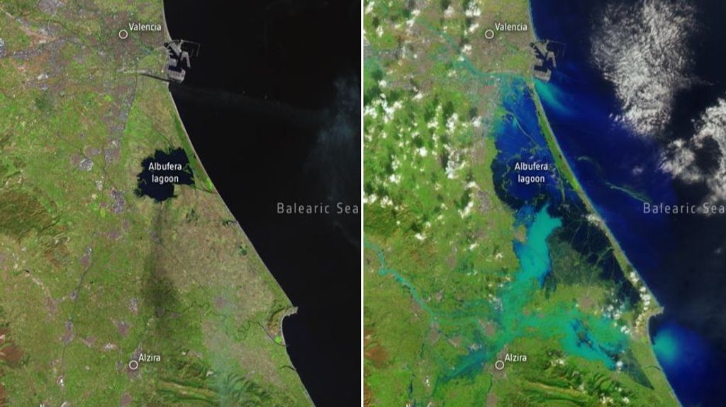 La ESA comparte una imagen satelital del paso de la DANA por Valencia: "Ilustran la magnitud del desastre"