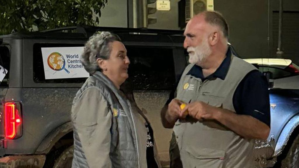 Pepa Muñoz y José Andrés en la zona afectada por el desastre