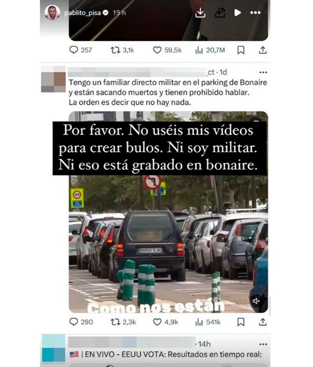 Pablo Pisa denuncia que están utilizando una imagen que grabó en Valencia para trasladar bulos