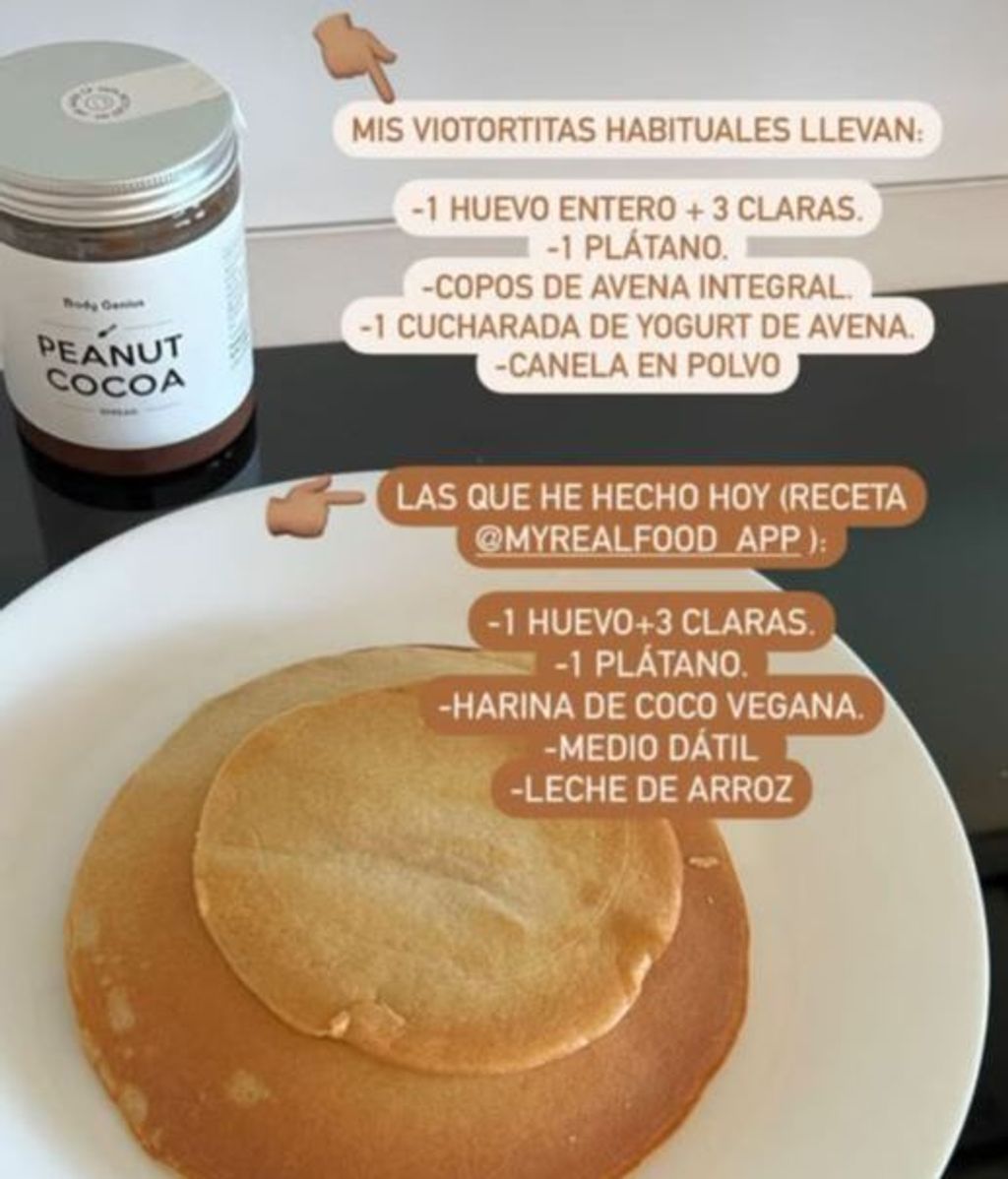 Captura de la receta de las tortitas de Violeta