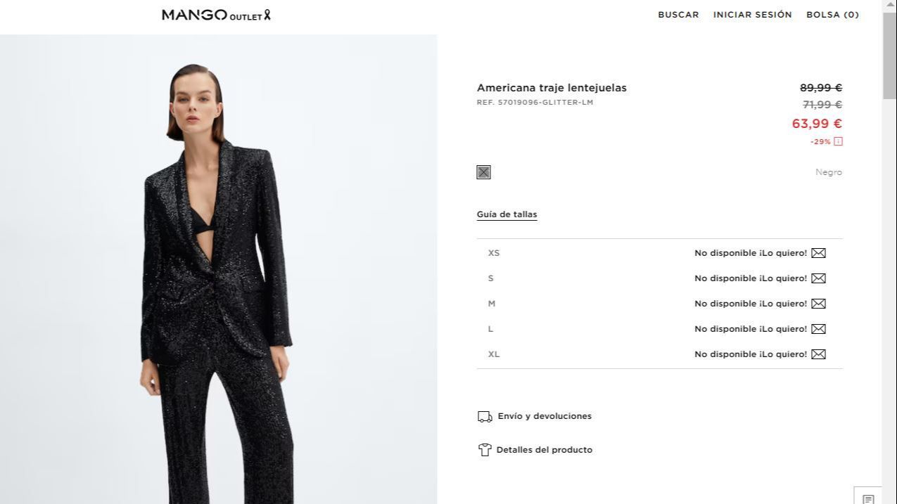 Captura del traje de Mango