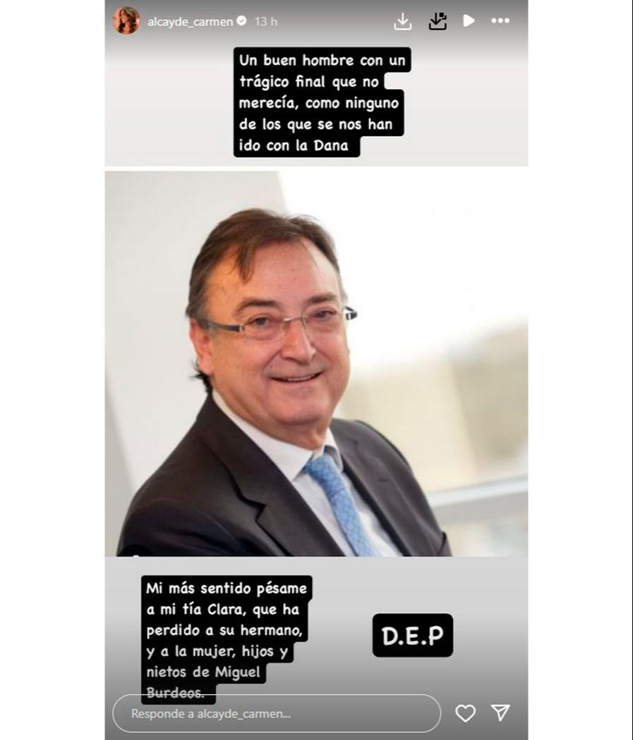 Carmen Alcayde despide a su tío fallecido con unas emotivas palabras