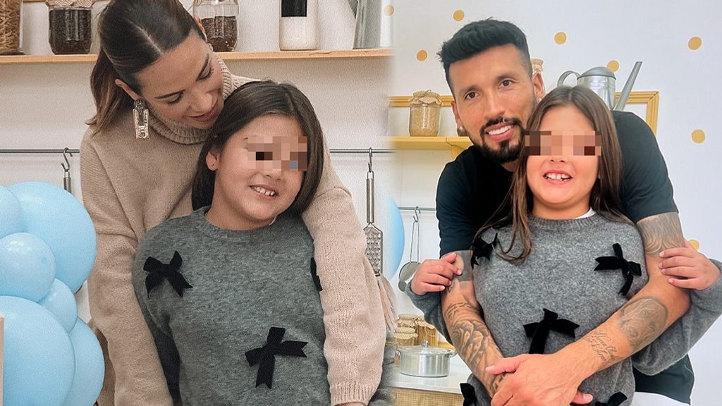 La equipación y el número con el que Shaila, la hija de Tamara Gorro y Ezequiel Garay, ha disputado su primer partido (Fotomontaje con imágenes de Instagram: @tamara_gorro/ @ezequielgaray24)