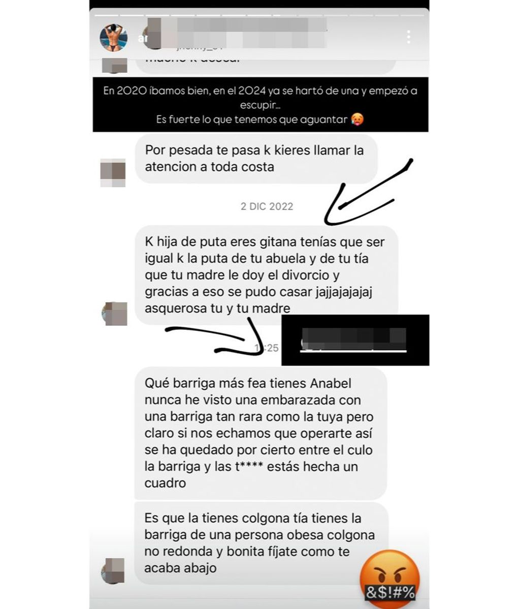 Anabel Pantoja ha enseñado los mensajes cargados de odio que le envía esta seguidora