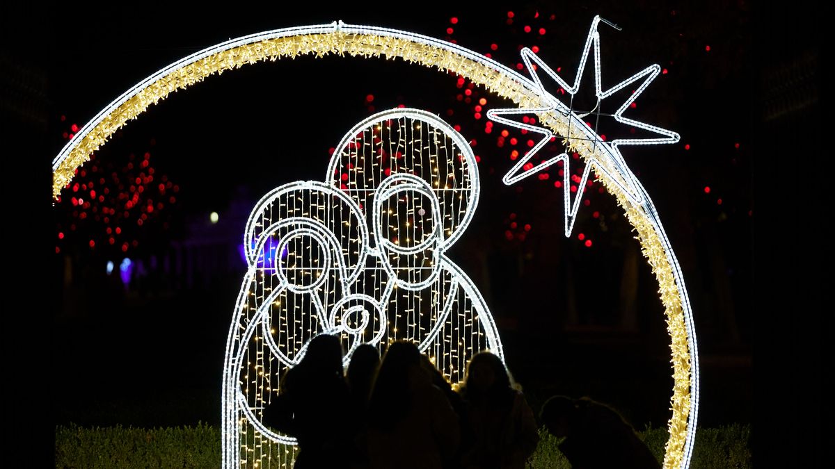 Imagen de archivo de un Belén luminoso instalado en Madrid