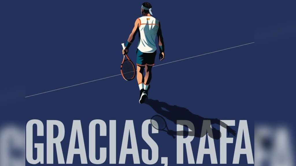 Imagen de la lona gigante dedicada a Rafa Nadal