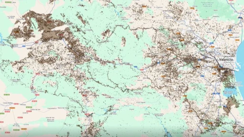 El mapa del lodo: la zona arrasada por la DANA a través de imágenes satélite