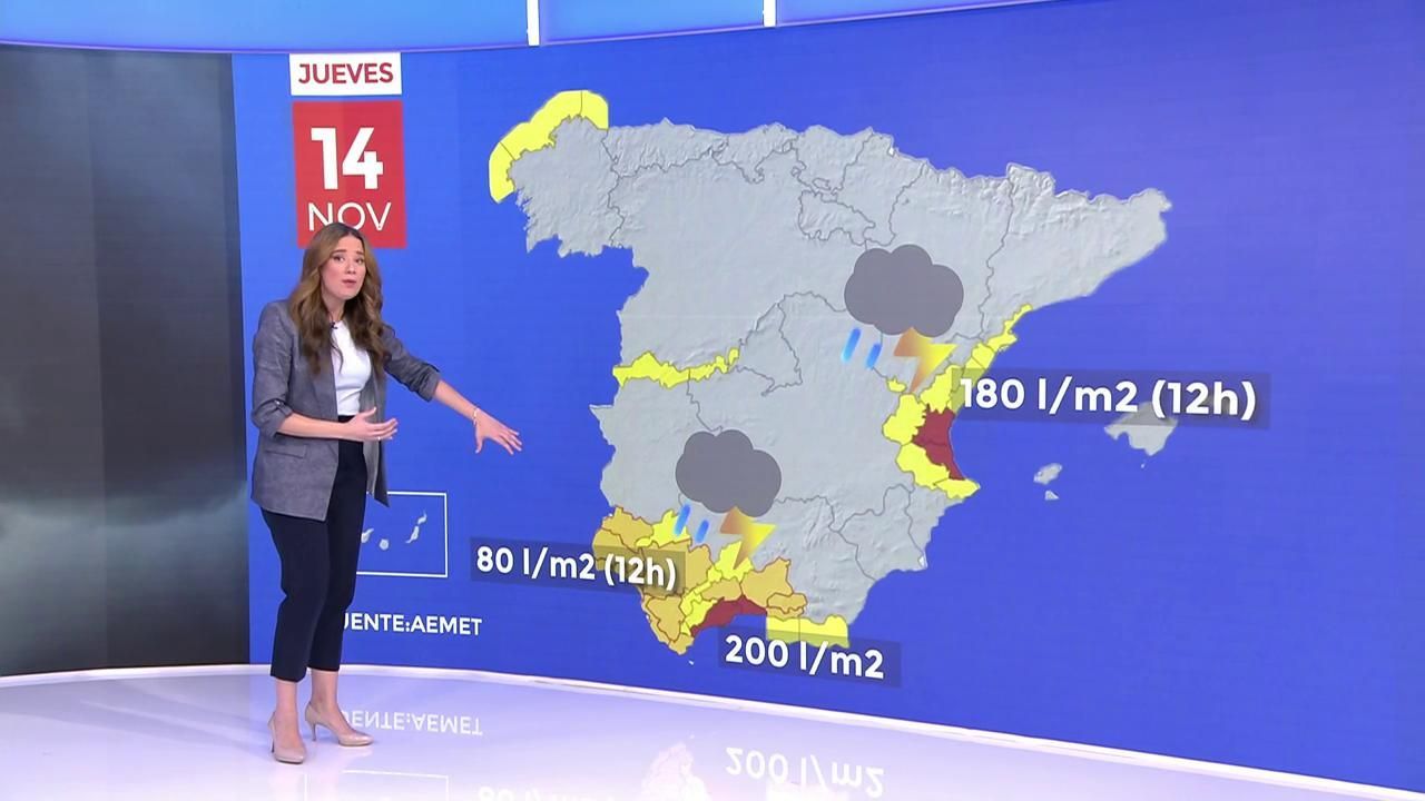 Así avanza la nueva DANA que tiene en alerta roja y naranja el litoral de la península: llegarán a caer 200 l/m²