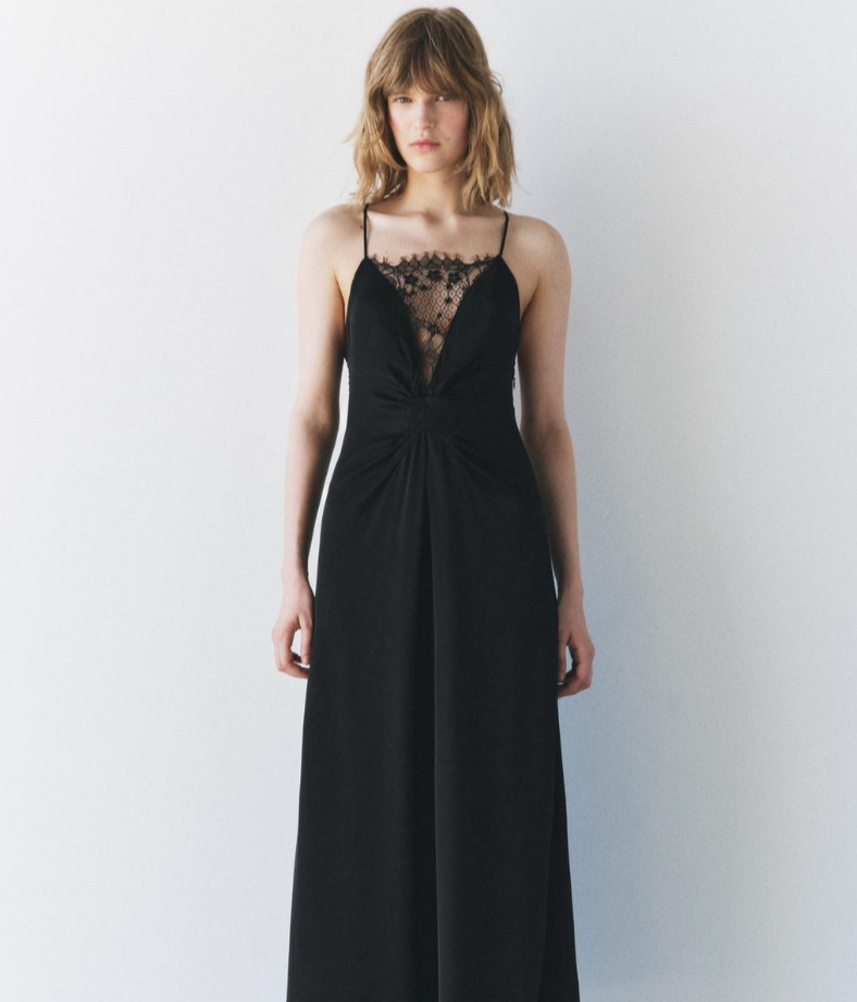 Vestido de fiesta lencero de Zara