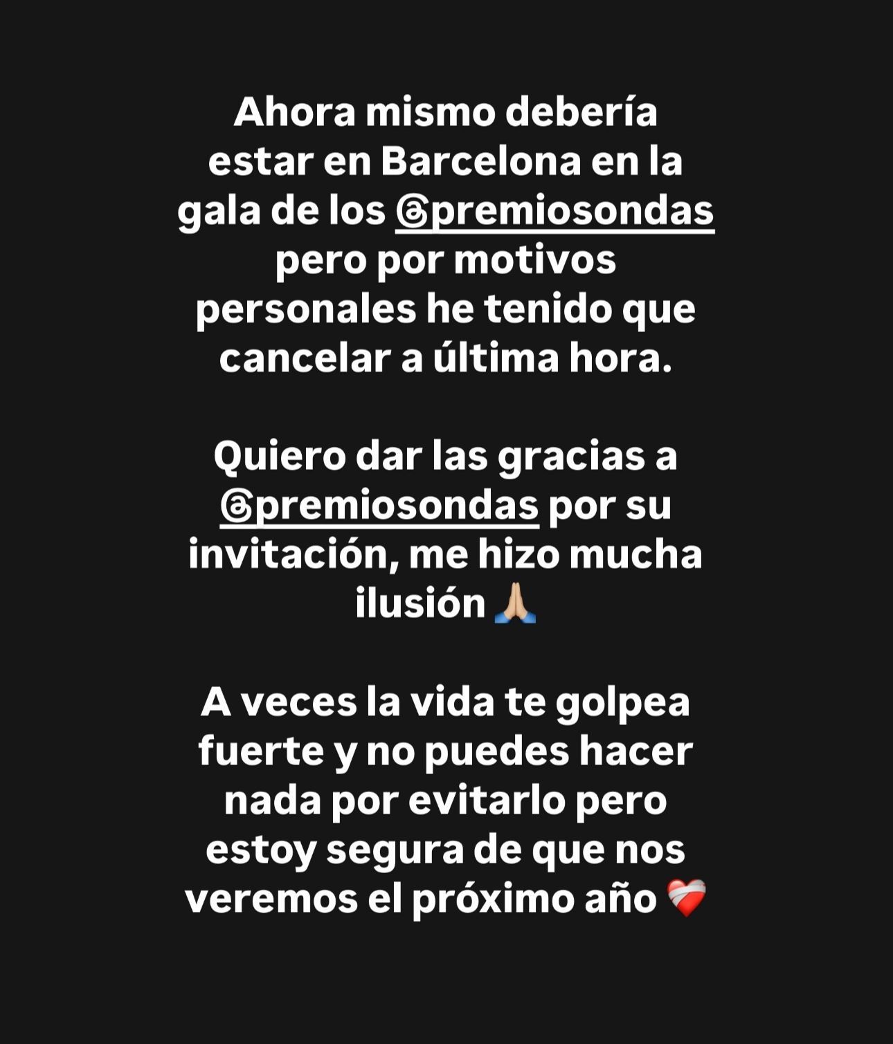 Violeta estaba invitada a los Premios Ondas, pero no fue debido al fallecimiento de su abuela
