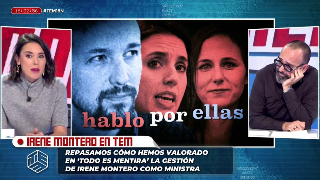 Irene Montero se pronuncia sobre la polémica que se generó con las palabras de Risto sobre ella e Ione Belarra