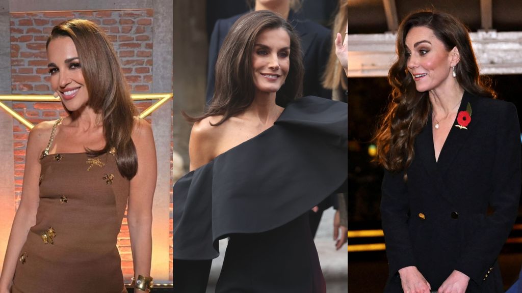 Paula Echevarría, la reina Letizia y Kate Middleton, en un montaje fotográfico