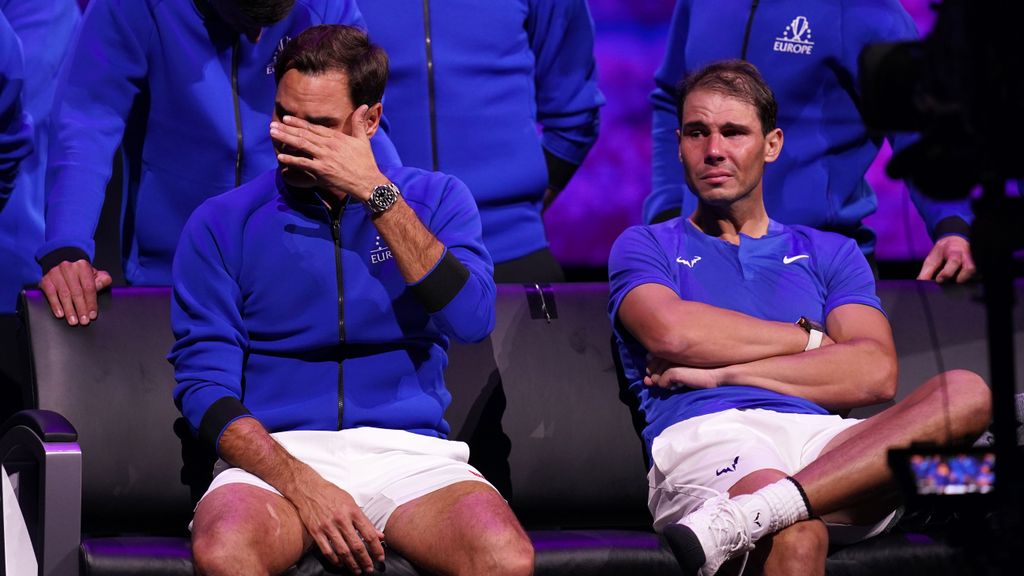 Roger Federer y Nadal, en la retirada del suizo en la Laver Cup de 2022