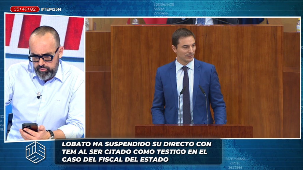 Juan Lobato suspende su directo con 'TEM' y Risto lee su mensaje ante las cámaras: "Es mejor que no"