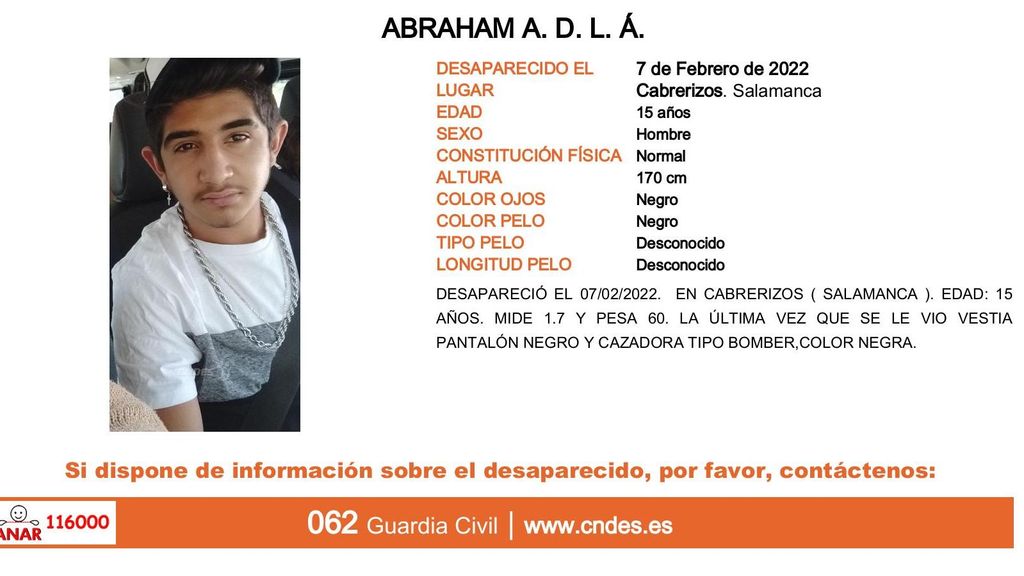 Abraham A. D. L. Á., desaparecido en Cabrerizos (Salamanca)