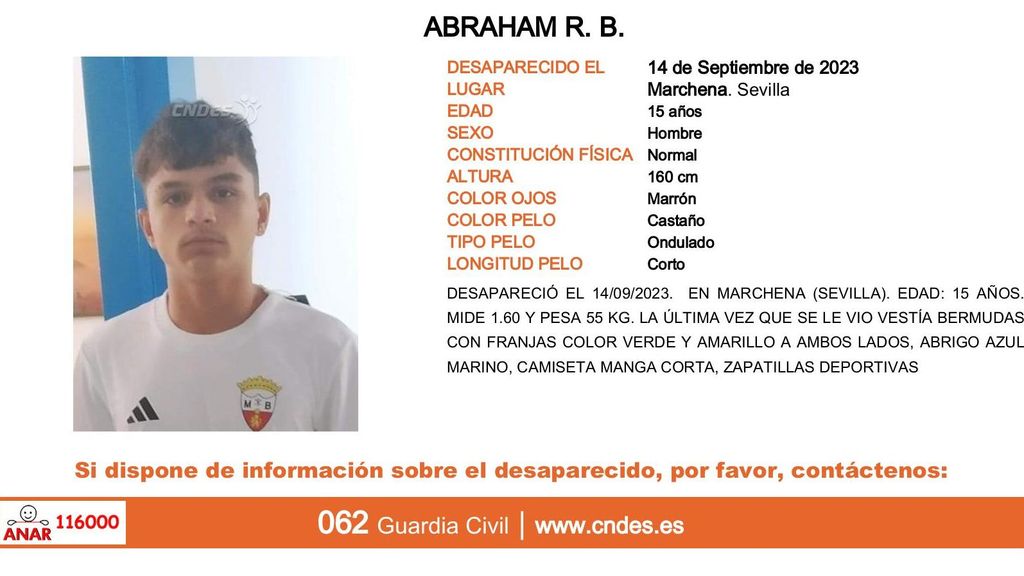 Abraham R. B., desaparecido en Marchena (Sevilla)