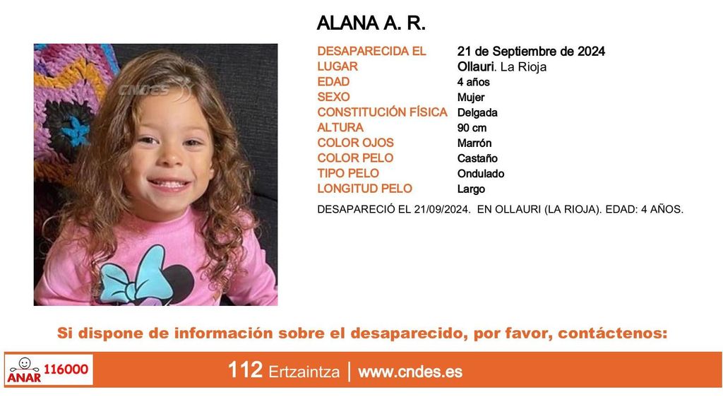 Alana A. R., menor desaparecida en Ollauri (La Rioja)