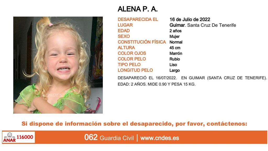 Alena P. A., desaparecida en Guimar, en Santa Cruz de Tenerife