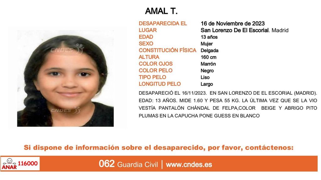 Amal T., desaparecida en San Lorenzo del Escorial (Madrid)