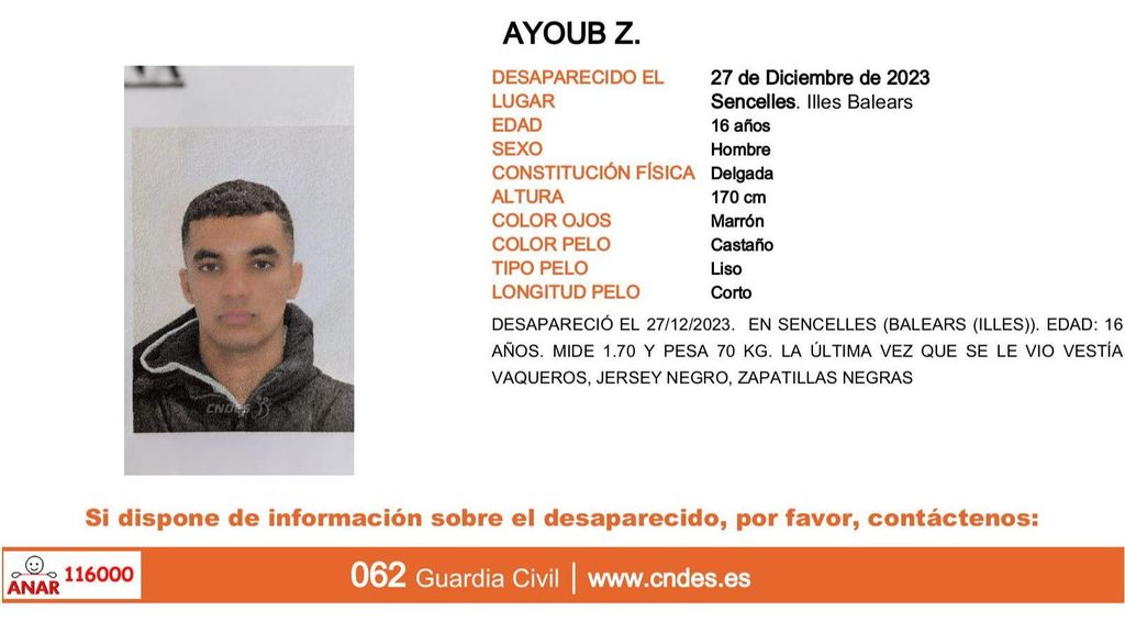 Ayoub B Z., desaparecido en Sencelles (Islas Baleares)