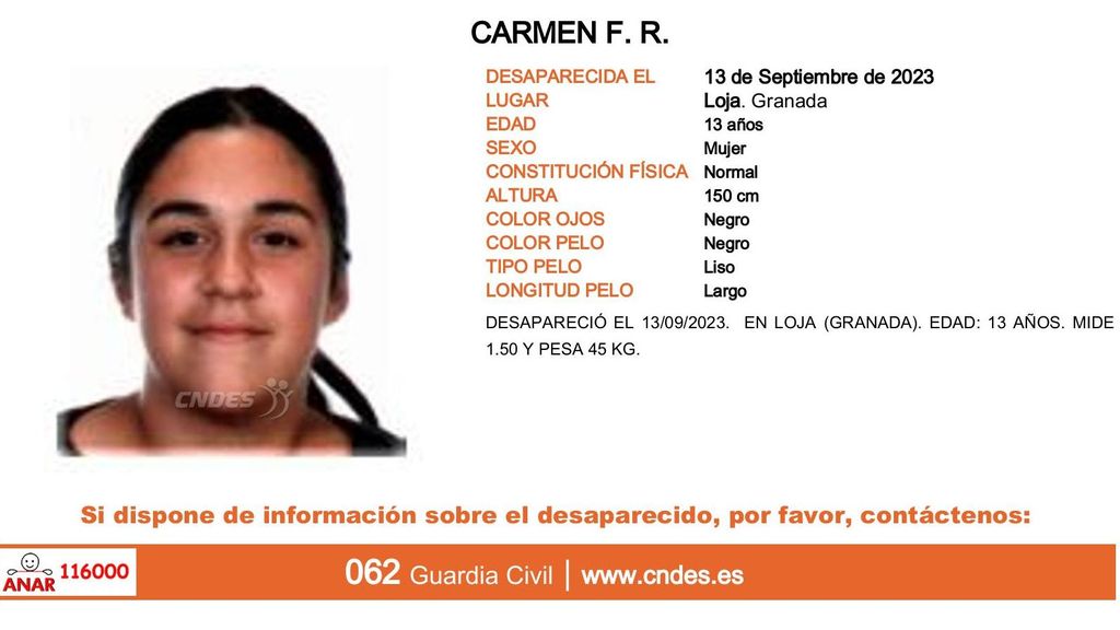 Carmen F. R., desaparecida en Loja (Granada)