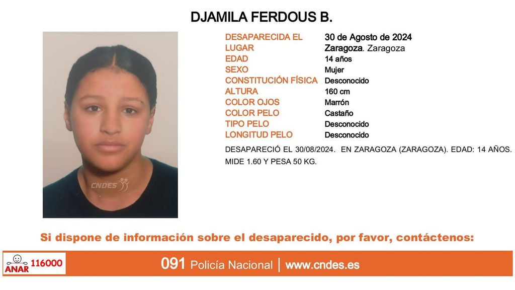 Djamila Ferdous B., desaparecida en Zaragoza